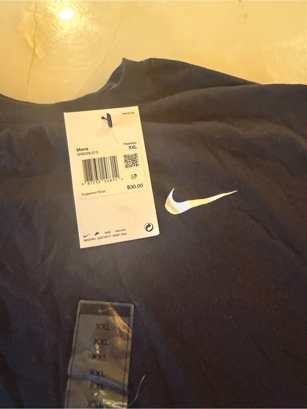 Nike Black Crew Tee with White Size Tag